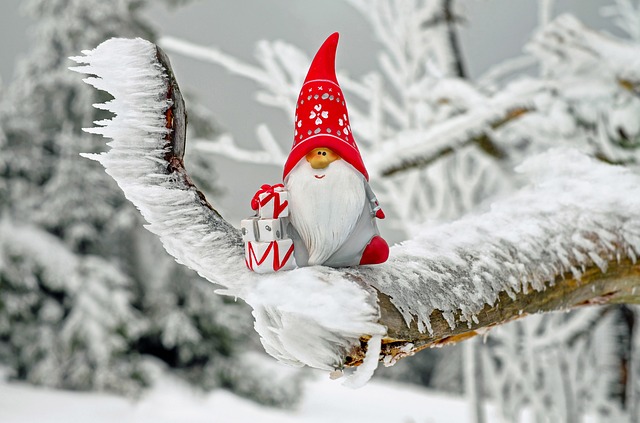 Weihnachtskarte mit einem Zwerg
